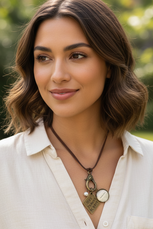 Give Thanks Hand Stamped Necklace