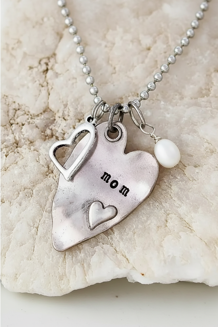 Mom Hand Stamped Necklace