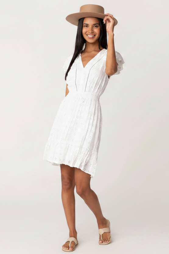 Frankie Eyelet Dress - White
