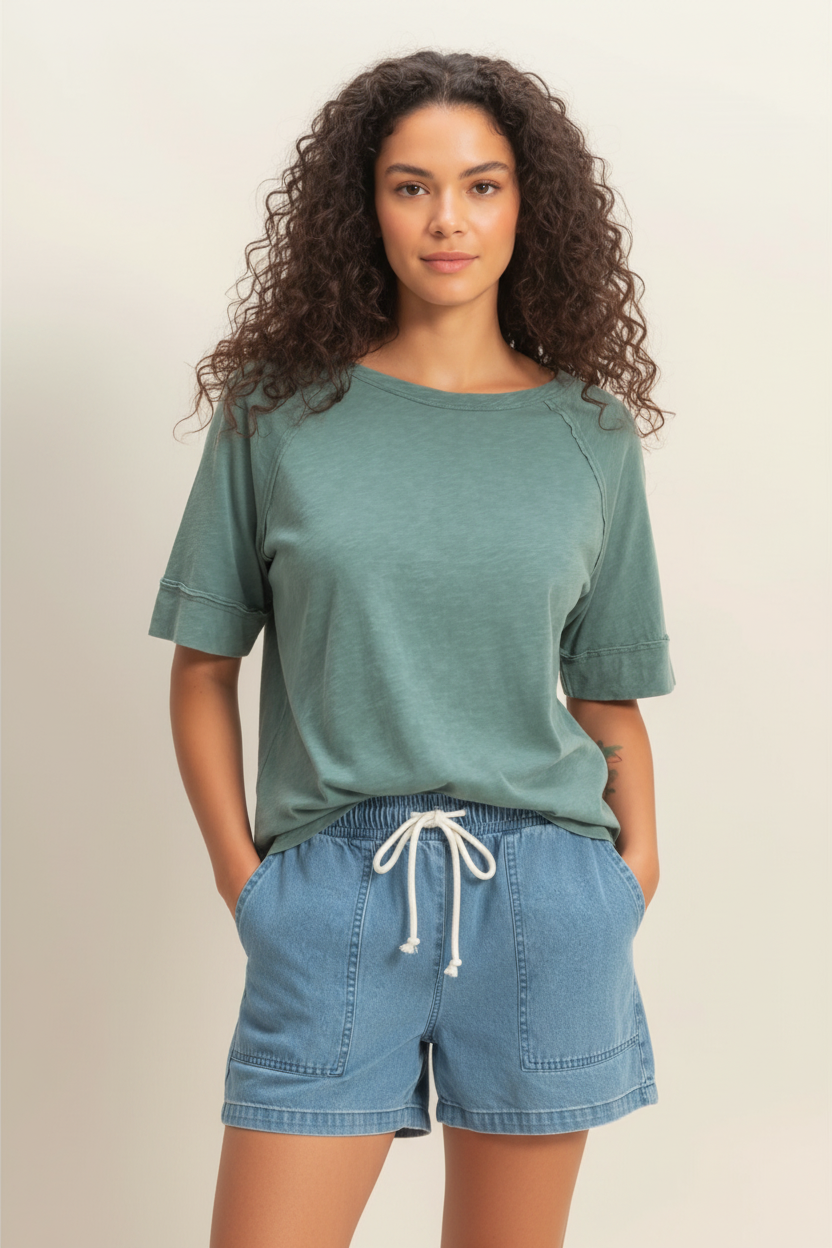 Everyday Raglan Tee - Teal