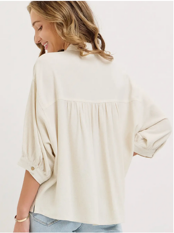 Becca Linen Button Down Top
