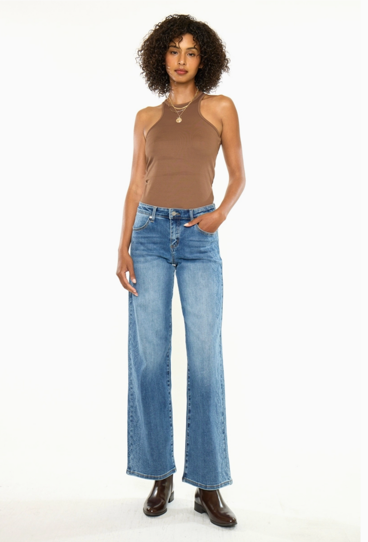 Mid Rise Snake Skin Side Panel Jean
