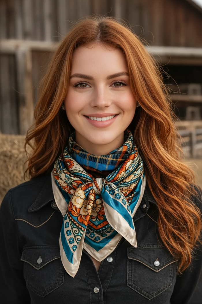 Paisley Wild Rag | Teal & Cream