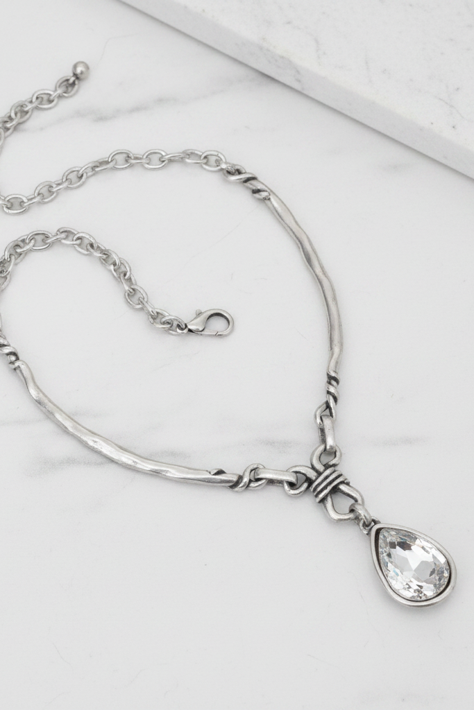 Cecily Drop Pewter Necklace | Arrival 5/1