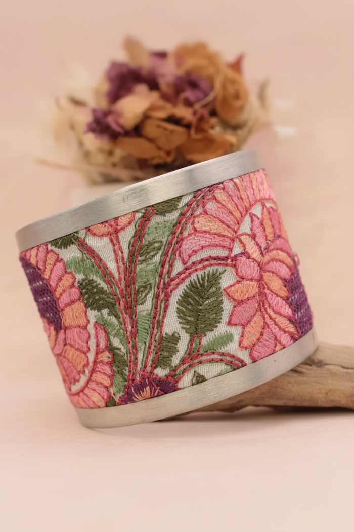 Vintage Garden Embroidered Cuff Bracelet