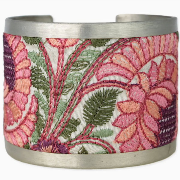 Vintage Garden Embroidered Cuff Bracelet