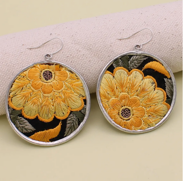 Sunburst Embroidered Earrings