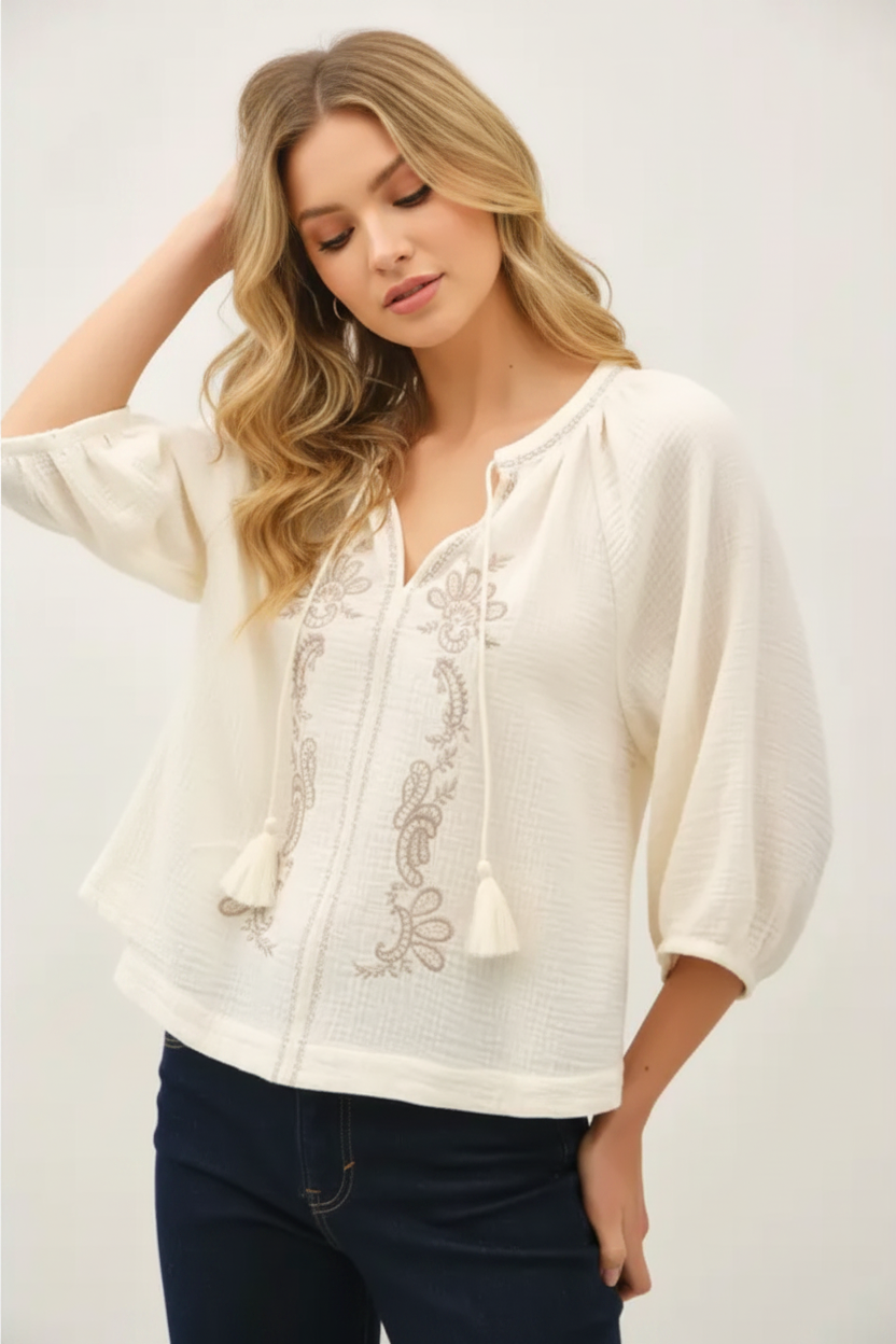 Zoey Embroidered Top