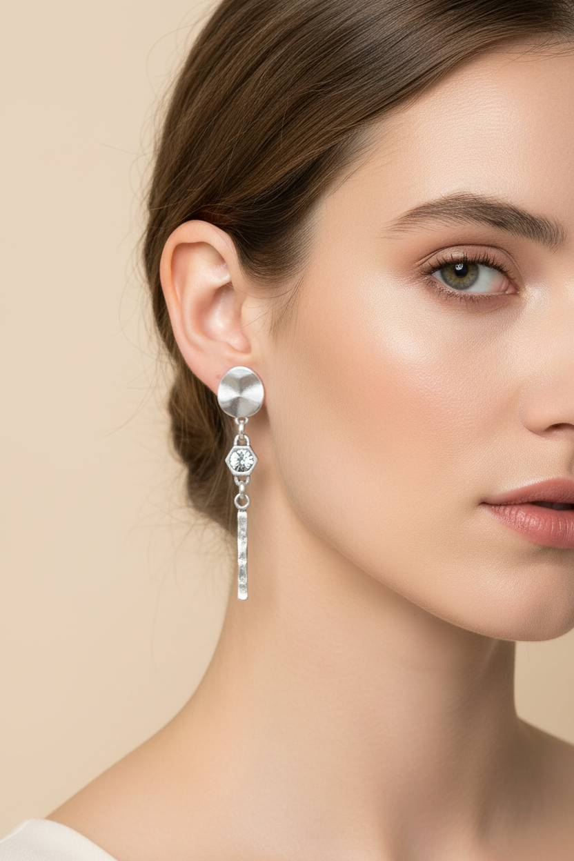 Black Tie Pewter Earrings | Arrival 7/24