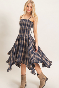 Telluride Plaid Dress - Navy