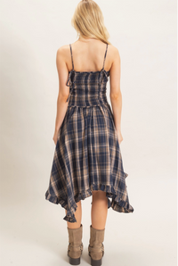 Telluride Plaid Dress - Navy