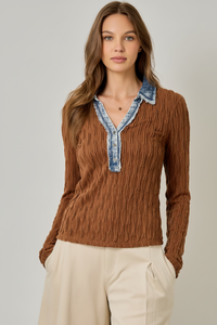 Sloane Henley Top | Chestnut | Arrival 8/19