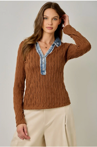 Sloane Henley Top | Chestnut | Arrival 8/19