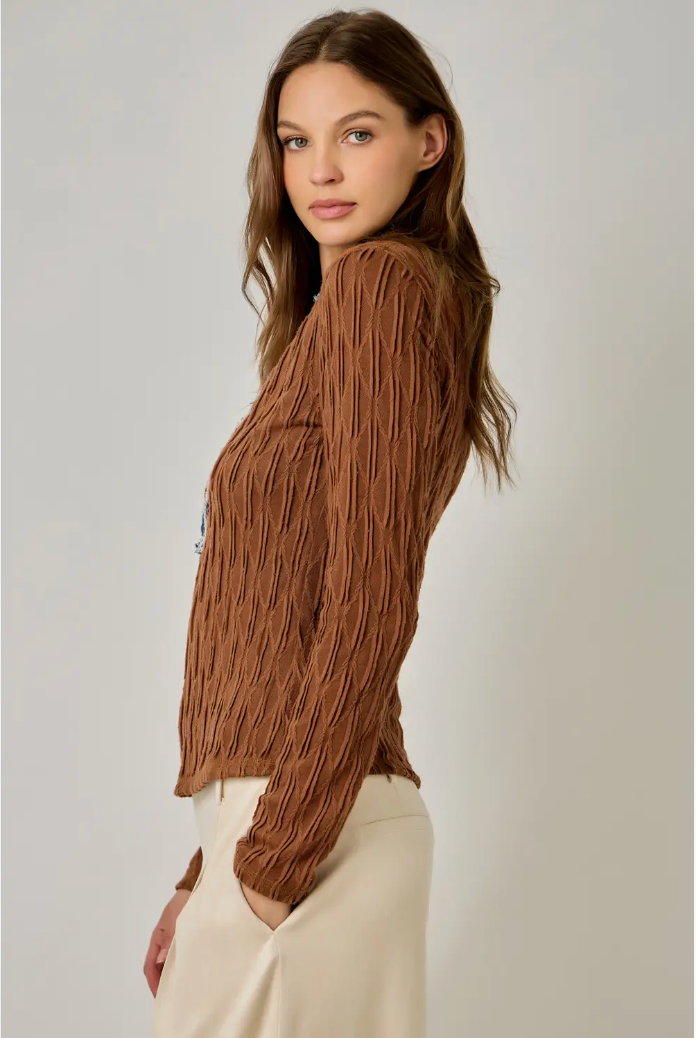 Sloane Henley Top | Chestnut | Arrival 8/19