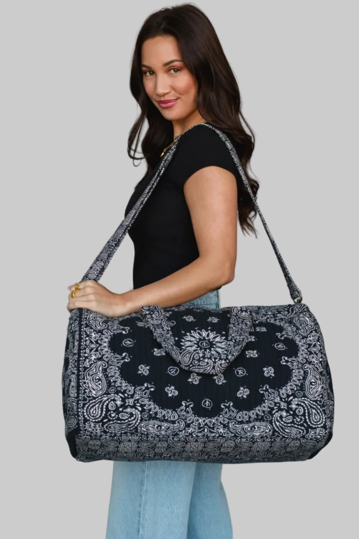 Bandana Print Duffel Bag - Black