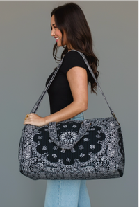 Bandana Print Duffel Bag - Black
