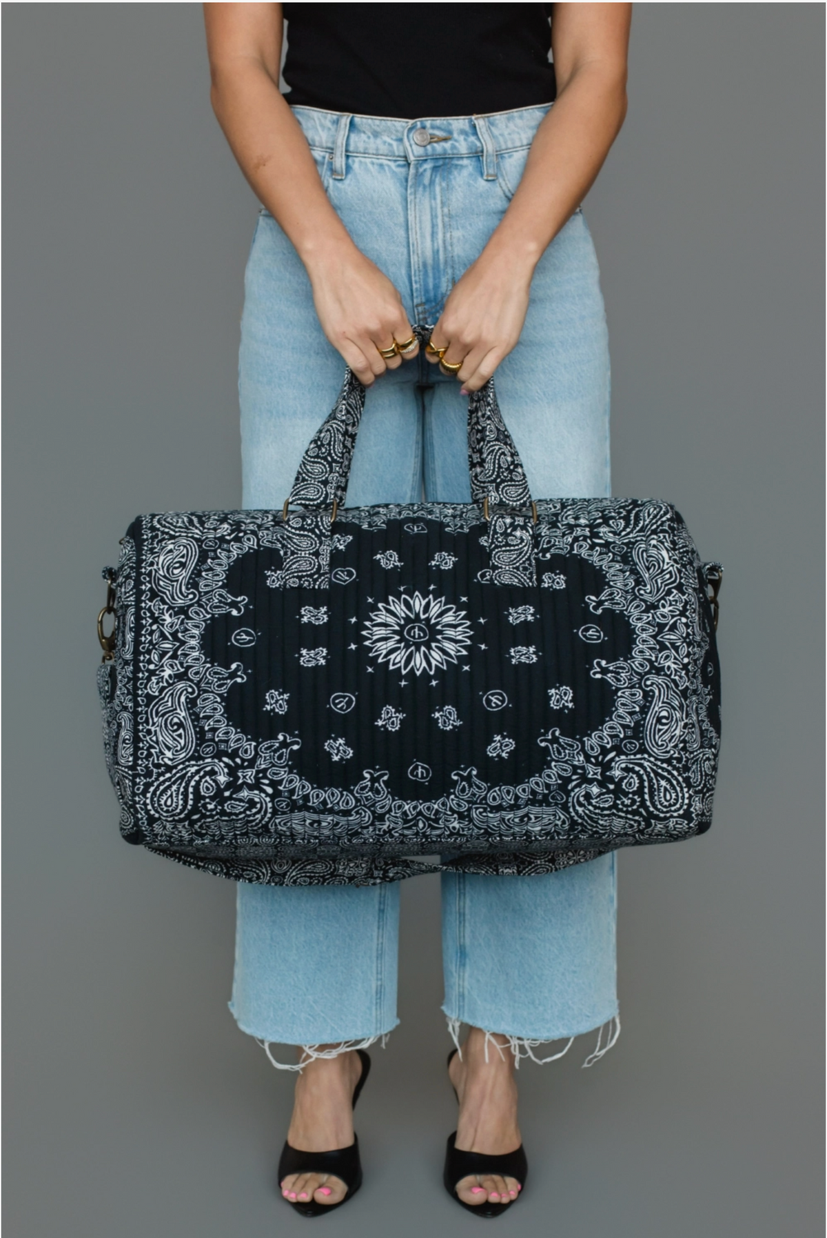 Bandana Print Duffel Bag - Black