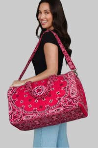 Bandana Print Duffel Bag - Red