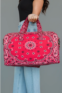Bandana Print Duffel Bag - Red