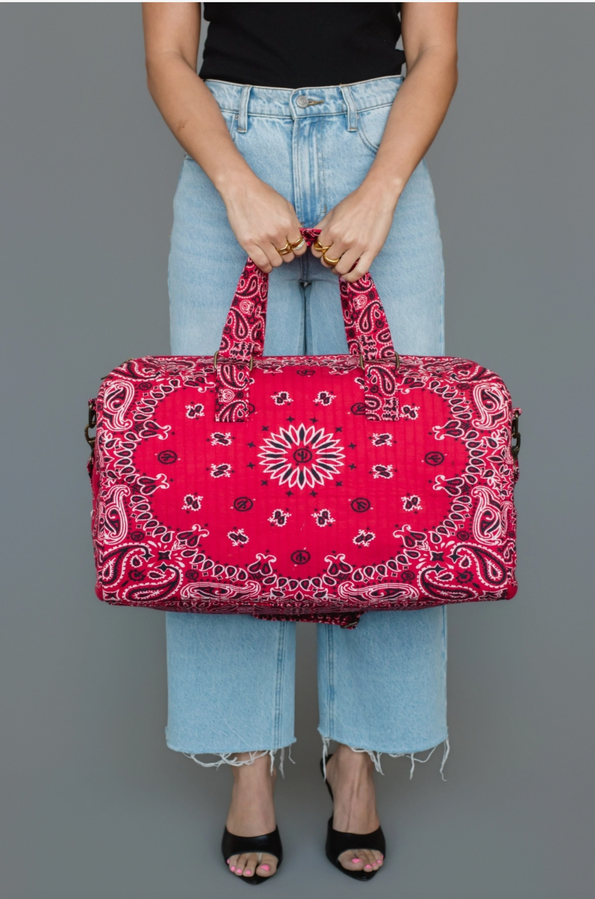 Bandana Print Duffel Bag - Red