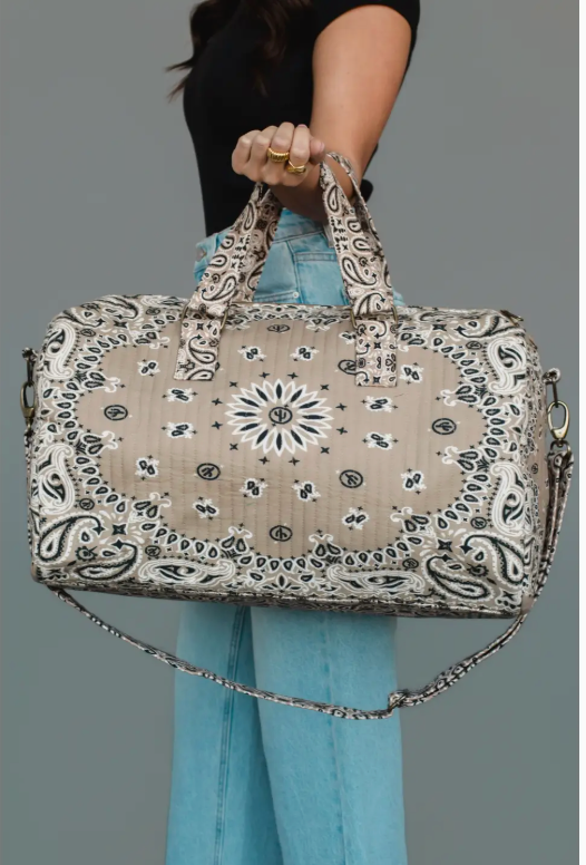 Bandana Print Duffel Bag - Sand