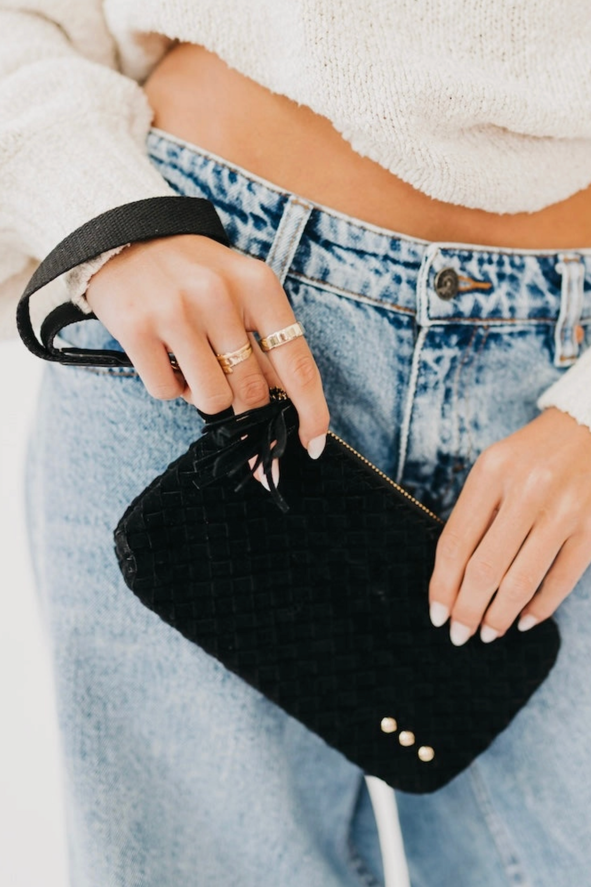Emma Suede Wristlet | Black