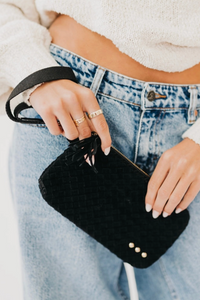 Emma Suede Wristlet | Black