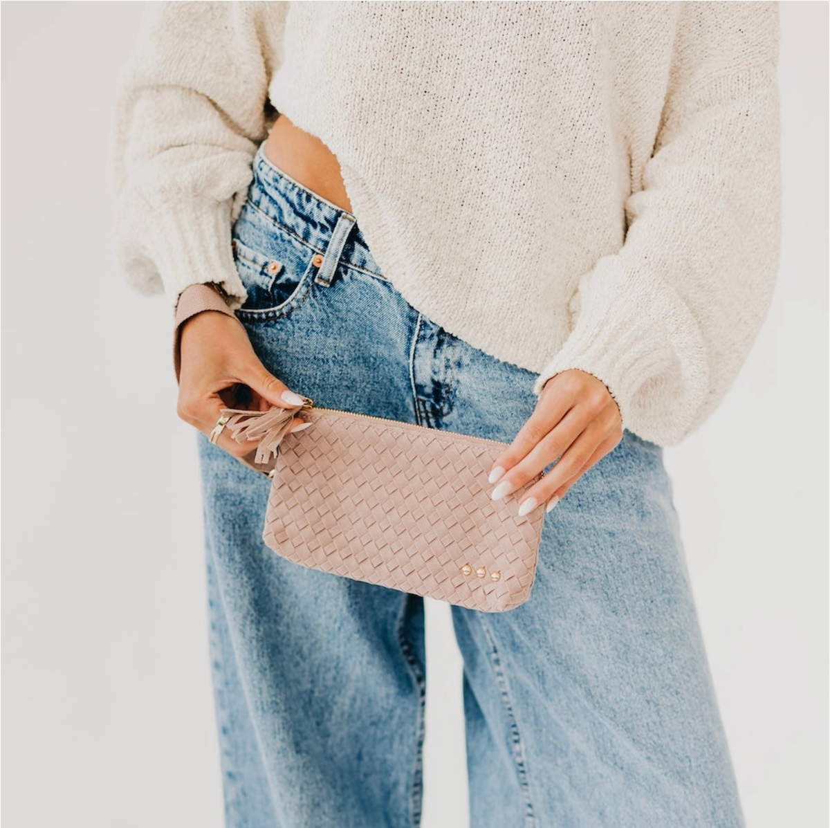 Emma Suede Wristlet | Taupe