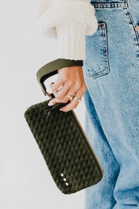 Emma Suede Wristlet | Olive