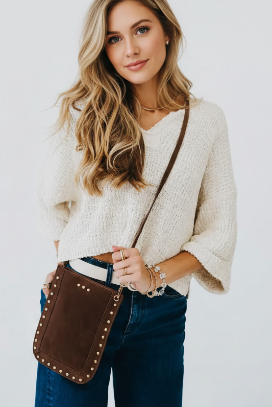 Shelby Suede Phone Bag | Chocolate