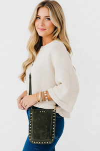 Shelby Suede Phone Bag | Olive