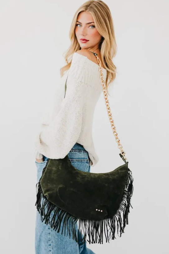 Loretta Suede Bag | Olive |  Arrival 9/30