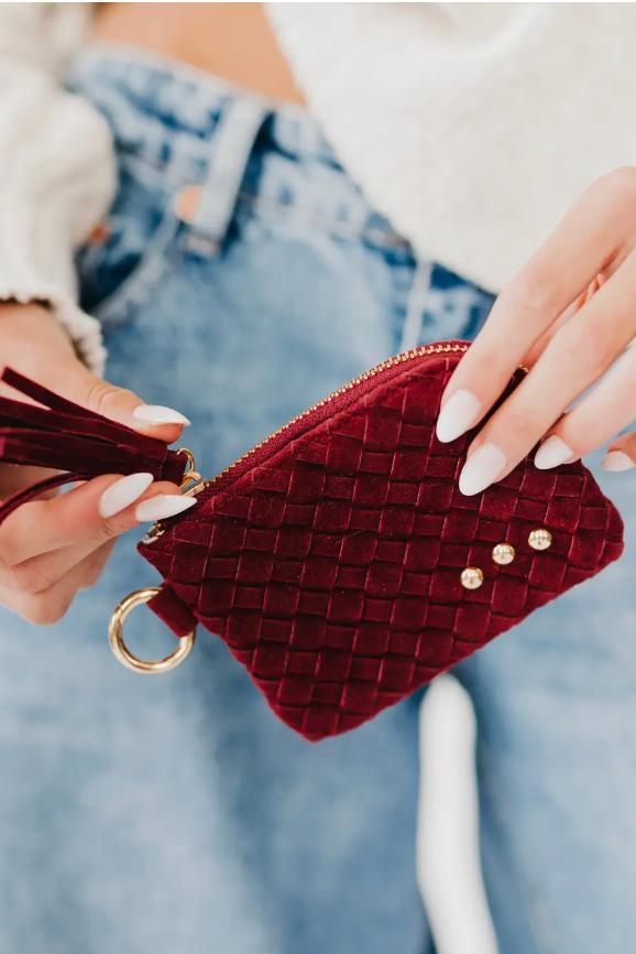 Paris Suede Card Wallet | Burgundy | Arrival 9/30