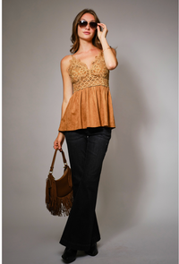 Sissy Lace Faux Suede Top | Arrival 12/19