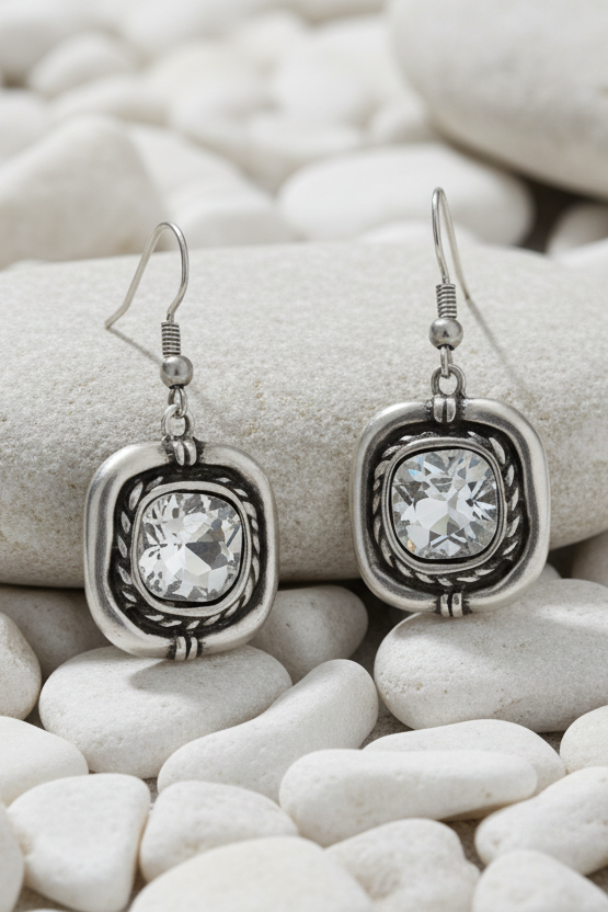 Marlow Crystal & Pewter Earrings