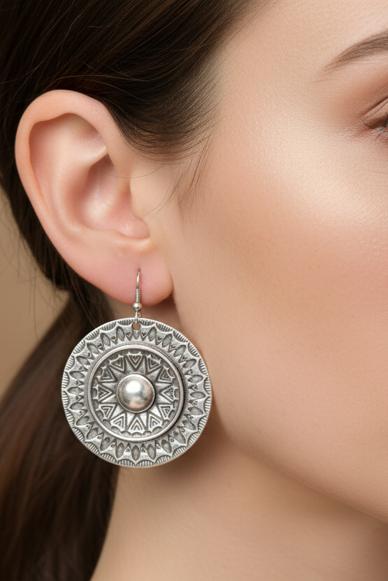 Pewter Round Robin Earrings