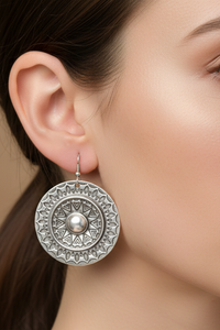 Pewter Round Robin Earrings