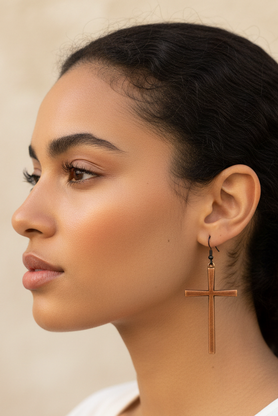 Copper Cross Earrings
