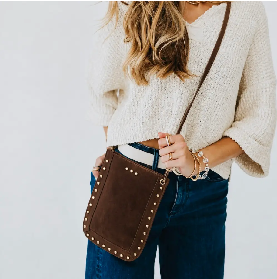 Shelby Suede Phone Bag | Chocolate