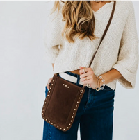 Shelby Suede Phone Bag | Chocolate