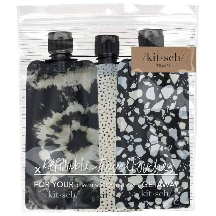 Kitsch Black/Ivory Refillable Travel Pouches - Cinderella Ranch Boutique