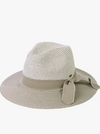 Frayed Bow Panama Hat - Grey - Cinderella Ranch Boutique